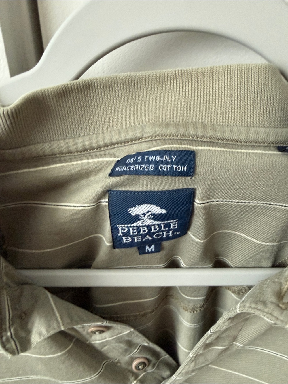Pebble Beach Men's Olive Stripe Polo 100% cotton - Picture 2 of 3